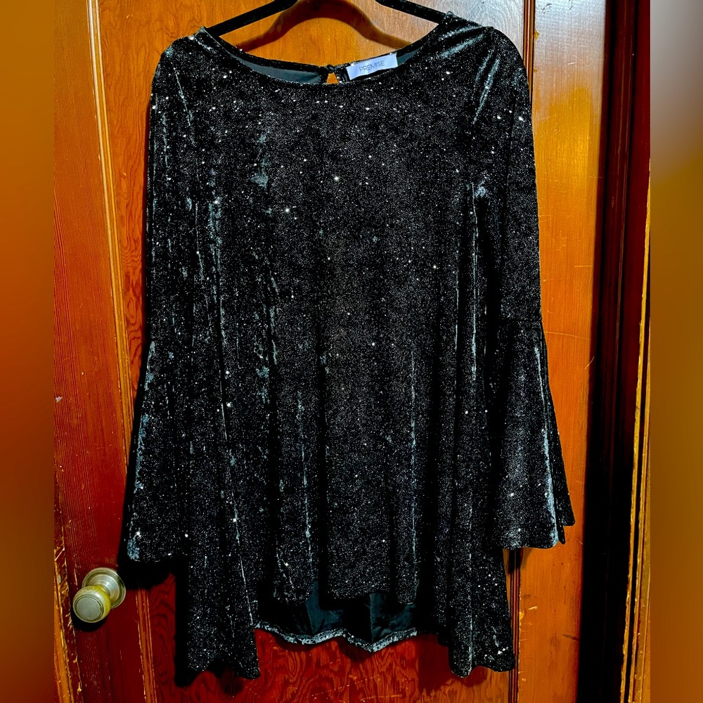 Premise Black and Silver Shimmer Top